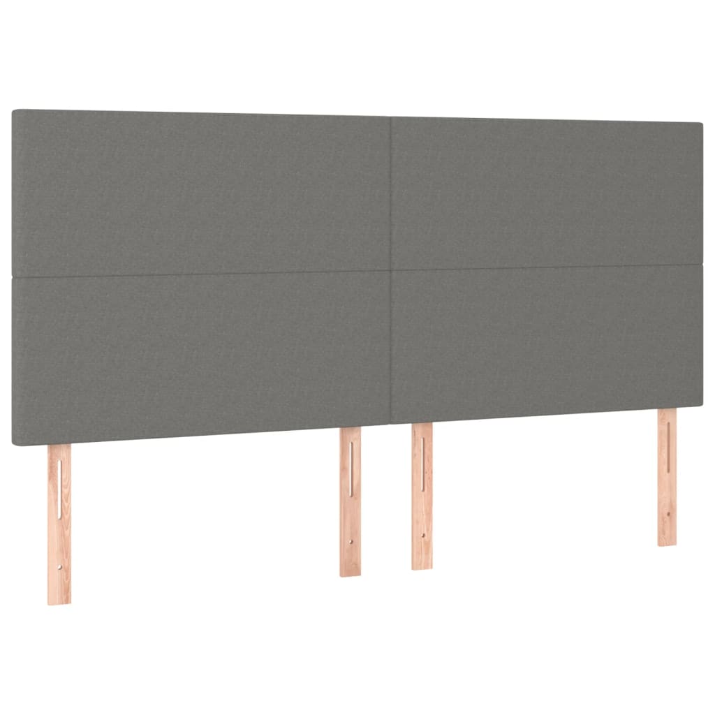 vidaXL Pat cu arcuri, saltea și LED, gri închis, 160x200 cm, textil vidaXL Pat cu arcuri, saltea și LED, gri închis, 160x200 cm, textil