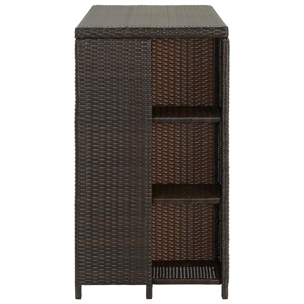 vidaXL Masă de bar cu raft depozitare, maro, 120x60x110 cm, poliratan