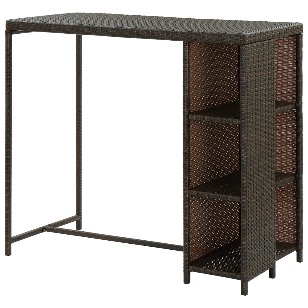 vidaXL Masă de bar cu raft depozitare, maro, 120x60x110 cm, poliratan