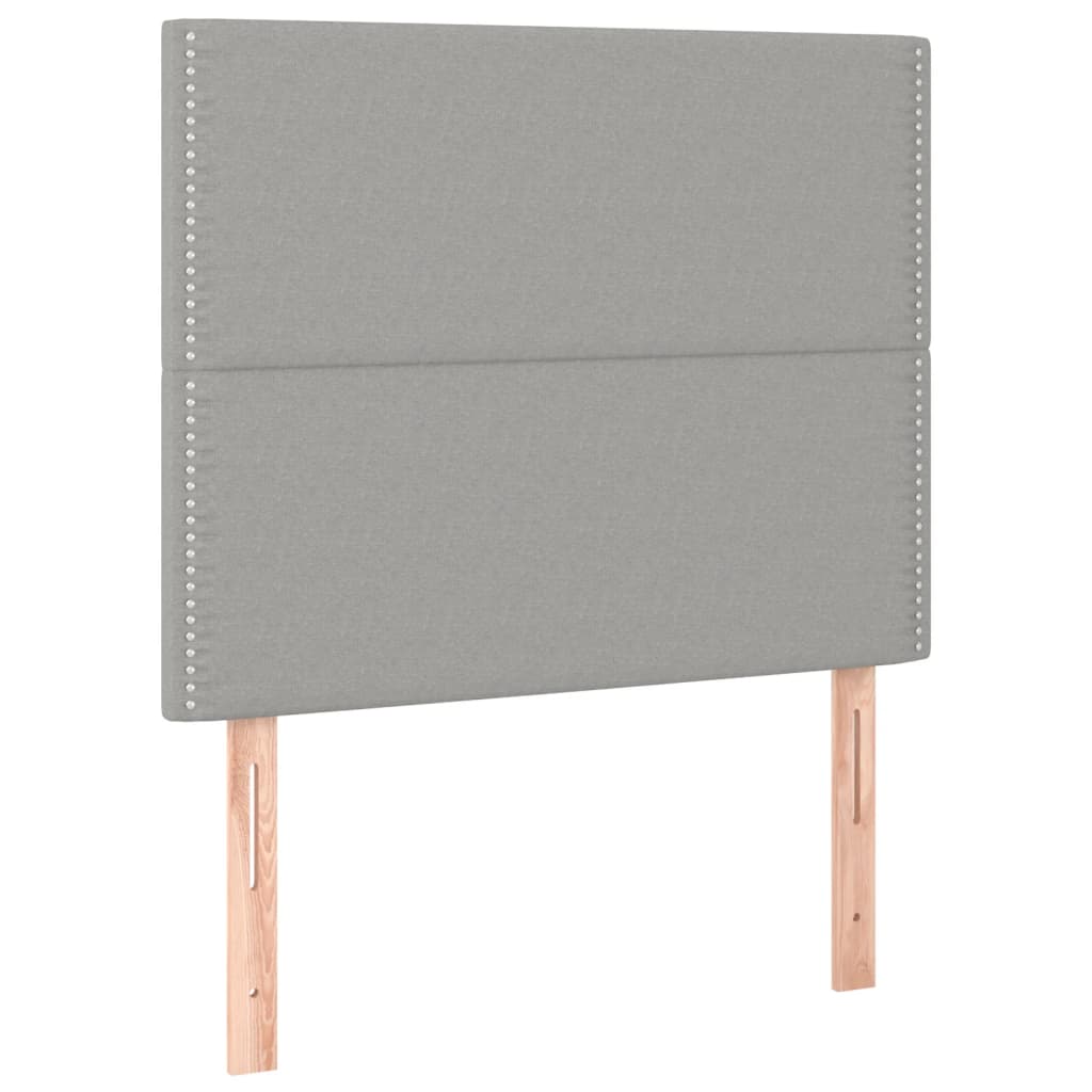 vidaXL Pat cu arcuri, saltea și LED, gri deschis, 90x190 cm, textil