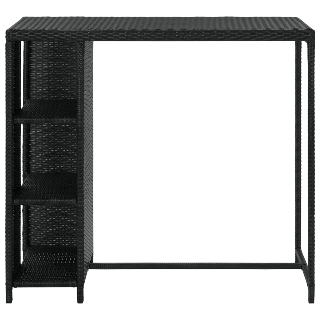 vidaXL Masă de bar cu raft depozitare, negru, 120x60x110 cm, poliratan vidaXL Masă de bar cu raft depozitare, negru, 120x60x110 cm, poliratan