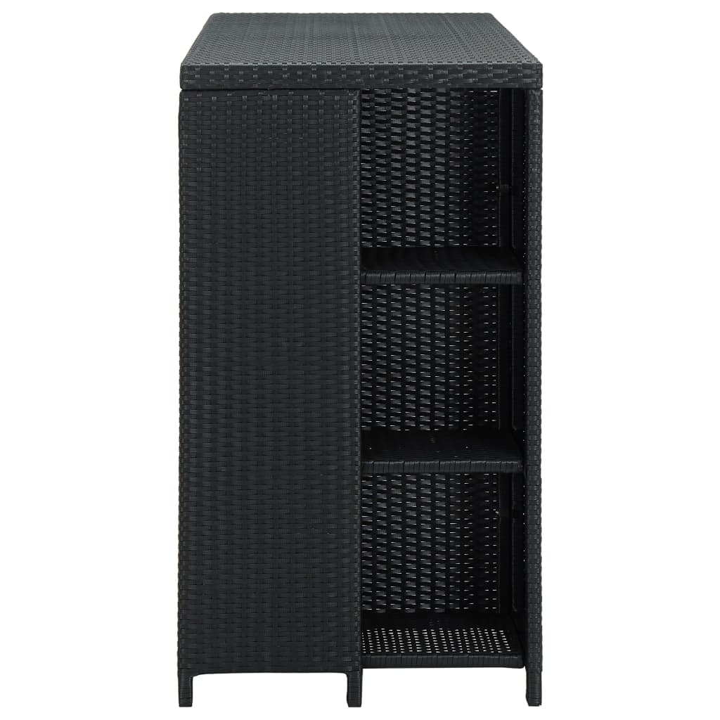 vidaXL Masă de bar cu raft depozitare, negru, 120x60x110 cm, poliratan vidaXL Masă de bar cu raft depozitare, negru, 120x60x110 cm, poliratan