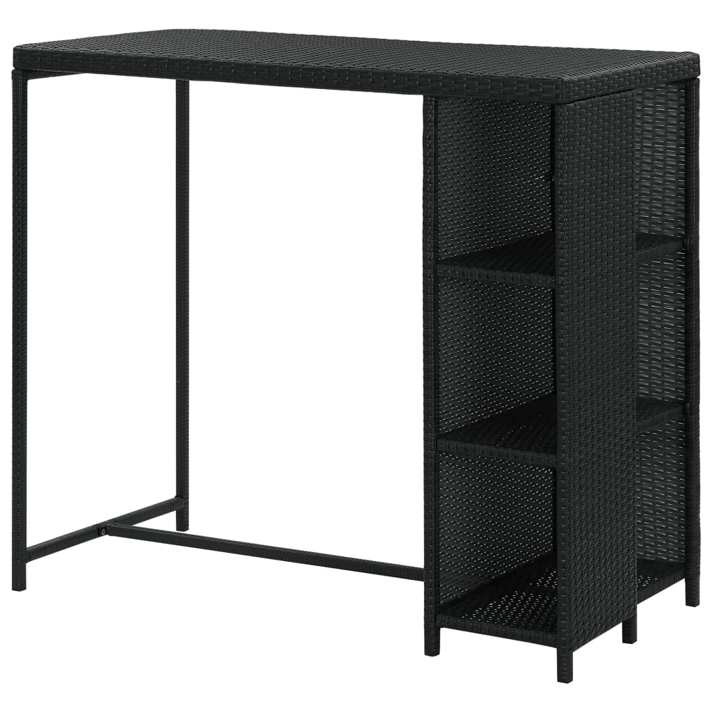 vidaXL Masă de bar cu raft depozitare, negru, 120x60x110 cm, poliratan vidaXL Masă de bar cu raft depozitare, negru, 120x60x110 cm, poliratan