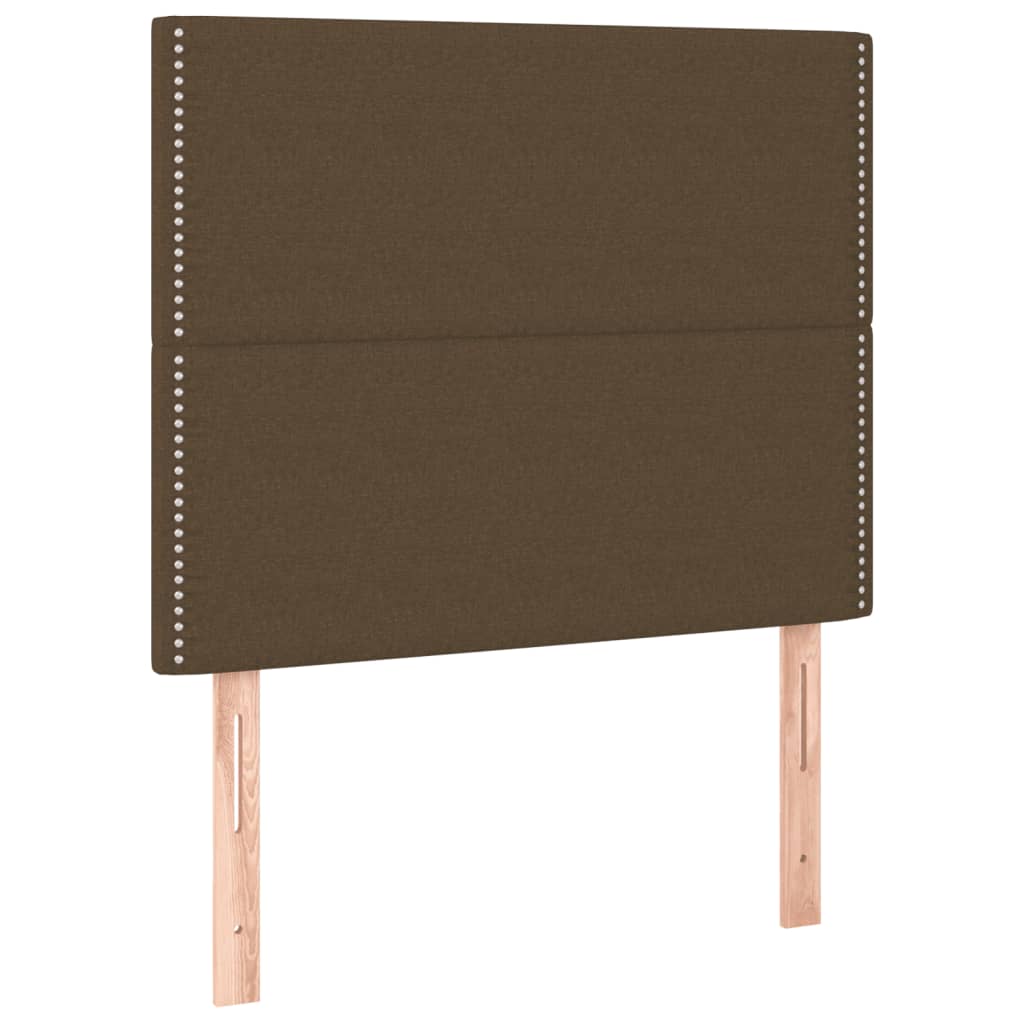 vidaXL Pat cu arcuri, saltea și LED, maro închis, 90x190 cm, textil