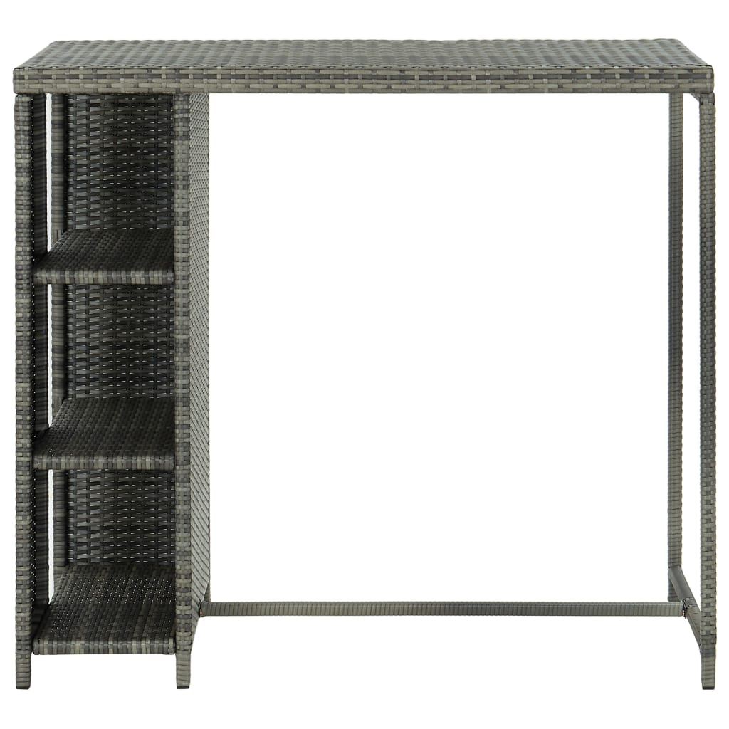 vidaXL Masă de bar cu raft de depozitare, gri 120x60x110 cm, poliratan vidaXL Masă de bar cu raft de depozitare, gri 120x60x110 cm, poliratan