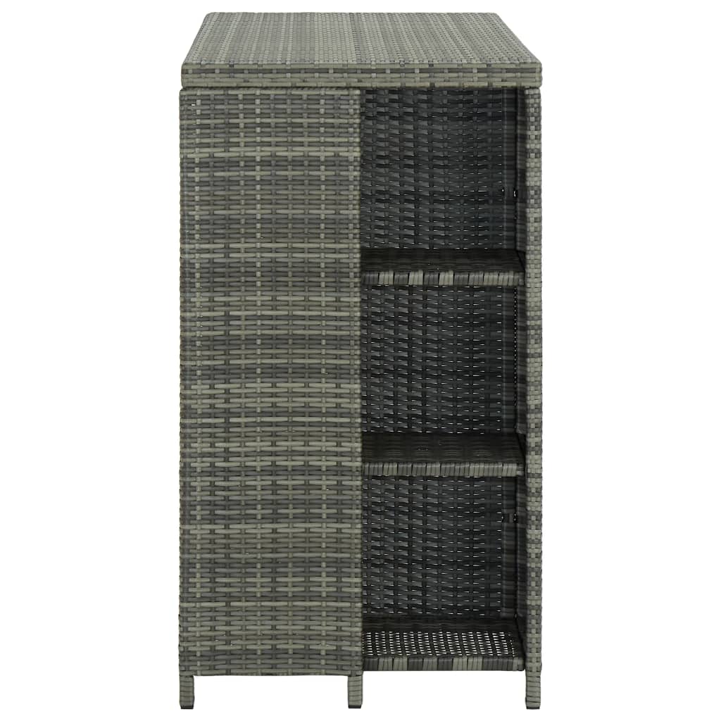 vidaXL Masă de bar cu raft de depozitare, gri 120x60x110 cm, poliratan vidaXL Masă de bar cu raft de depozitare, gri 120x60x110 cm, poliratan