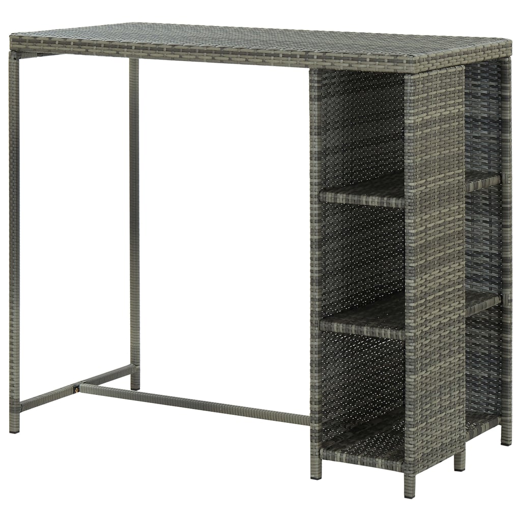 vidaXL Masă de bar cu raft de depozitare, gri 120x60x110 cm, poliratan vidaXL Masă de bar cu raft de depozitare, gri 120x60x110 cm, poliratan