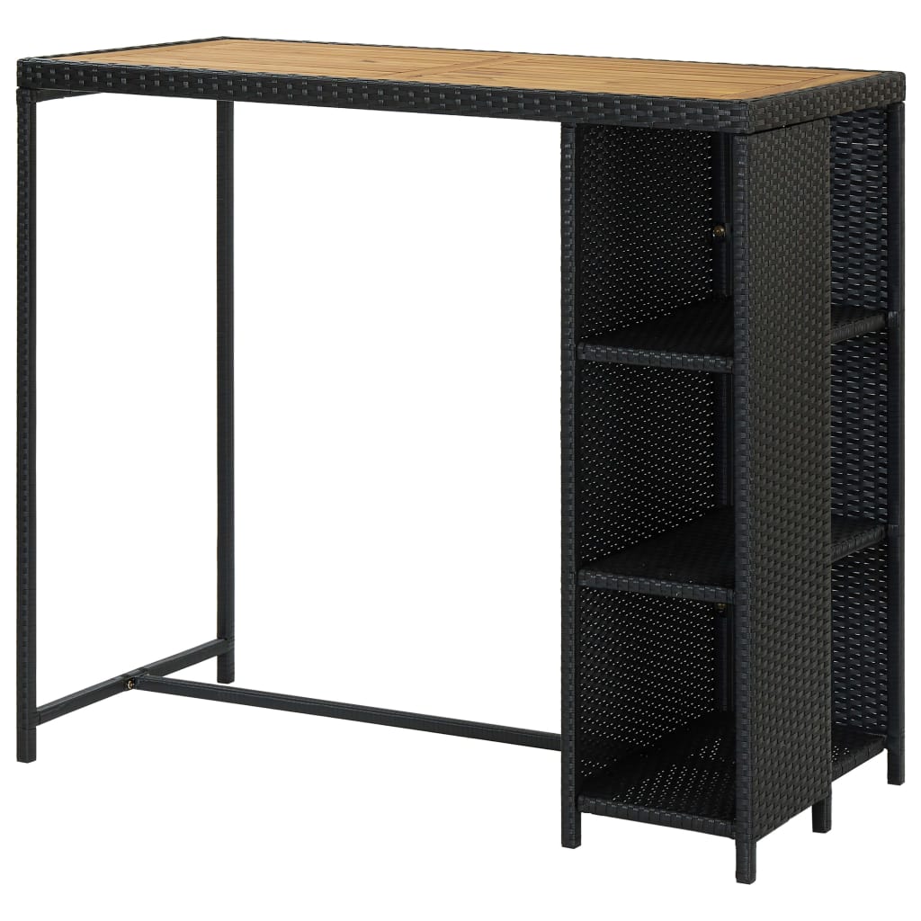 vidaXL Masă de bar cu raft de depozitare negru 120x60x110 cm poliratan