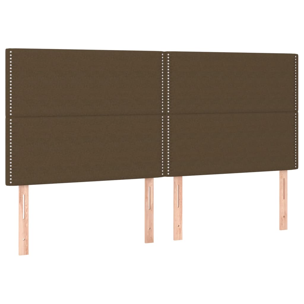 vidaXL Pat cu arcuri, saltea și LED, maro închis, 160x200 cm, textil vidaXL Pat cu arcuri, saltea și LED, maro închis, 160x200 cm, textil