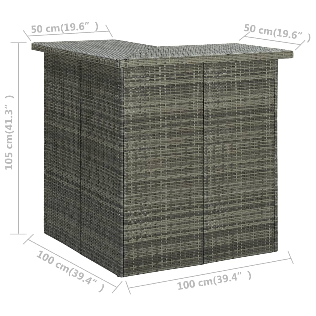 vidaXL Masă de bar colțar, gri, 100 x 50 x 105 cm, poliratan vidaXL Masă de bar colțar, gri, 100 x 50 x 105 cm, poliratan