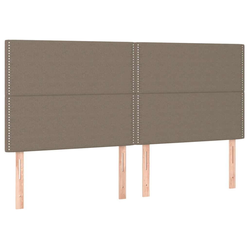 vidaXL Pat cu arcuri, saltea și LED, gri taupe, 200x200 cm, textil
