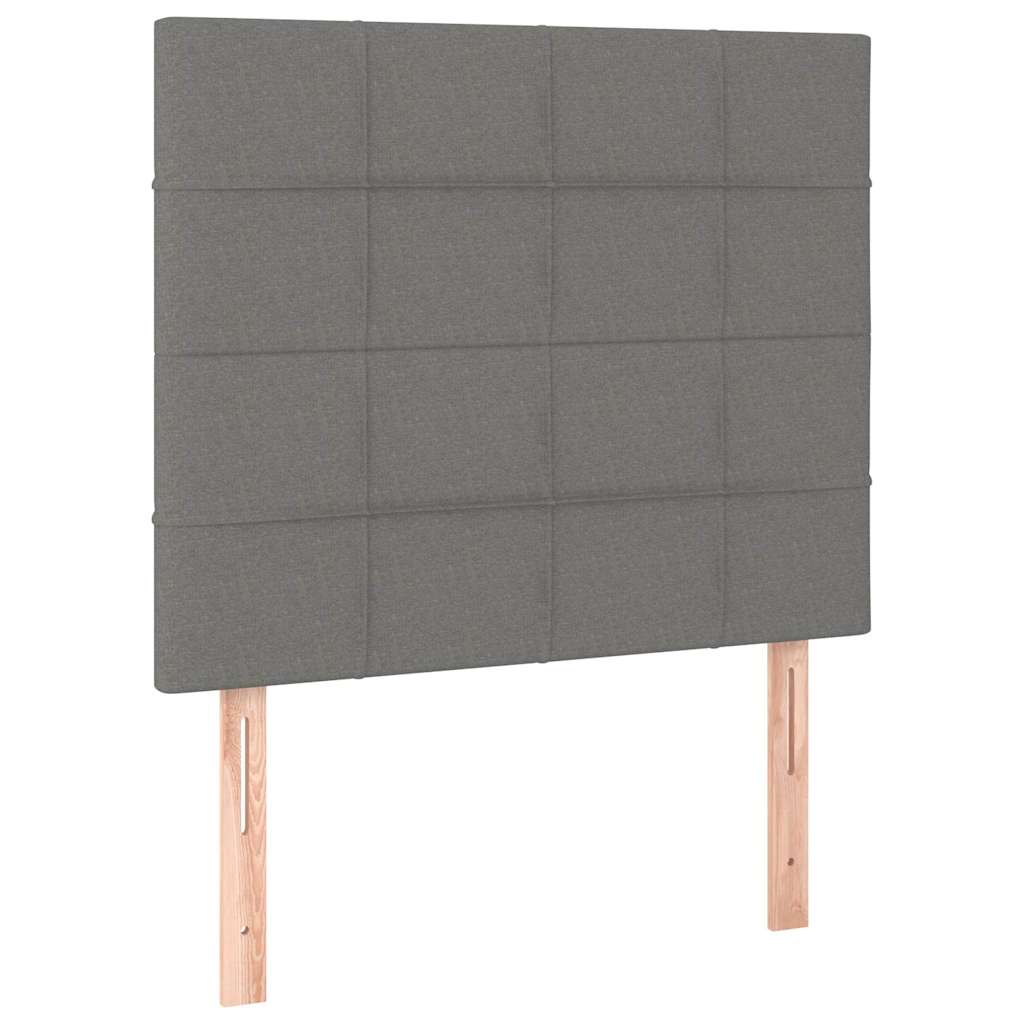 vidaXL Pat cu arcuri, saltea și LED, gri închis, 80x200 cm, textil