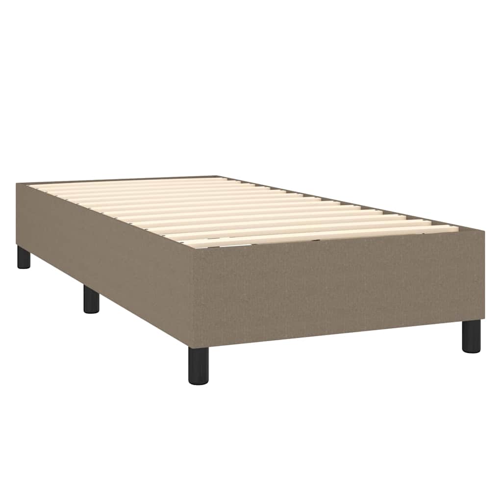 vidaXL Pat cu arcuri, saltea și LED, gri taupe, 90x190 cm, textil