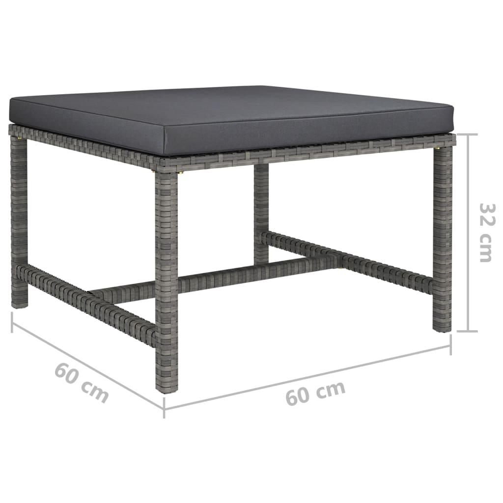 vidaXL Taburet modular cu pernă, gri, poliratan vidaXL Taburet modular cu pernă, gri, poliratan