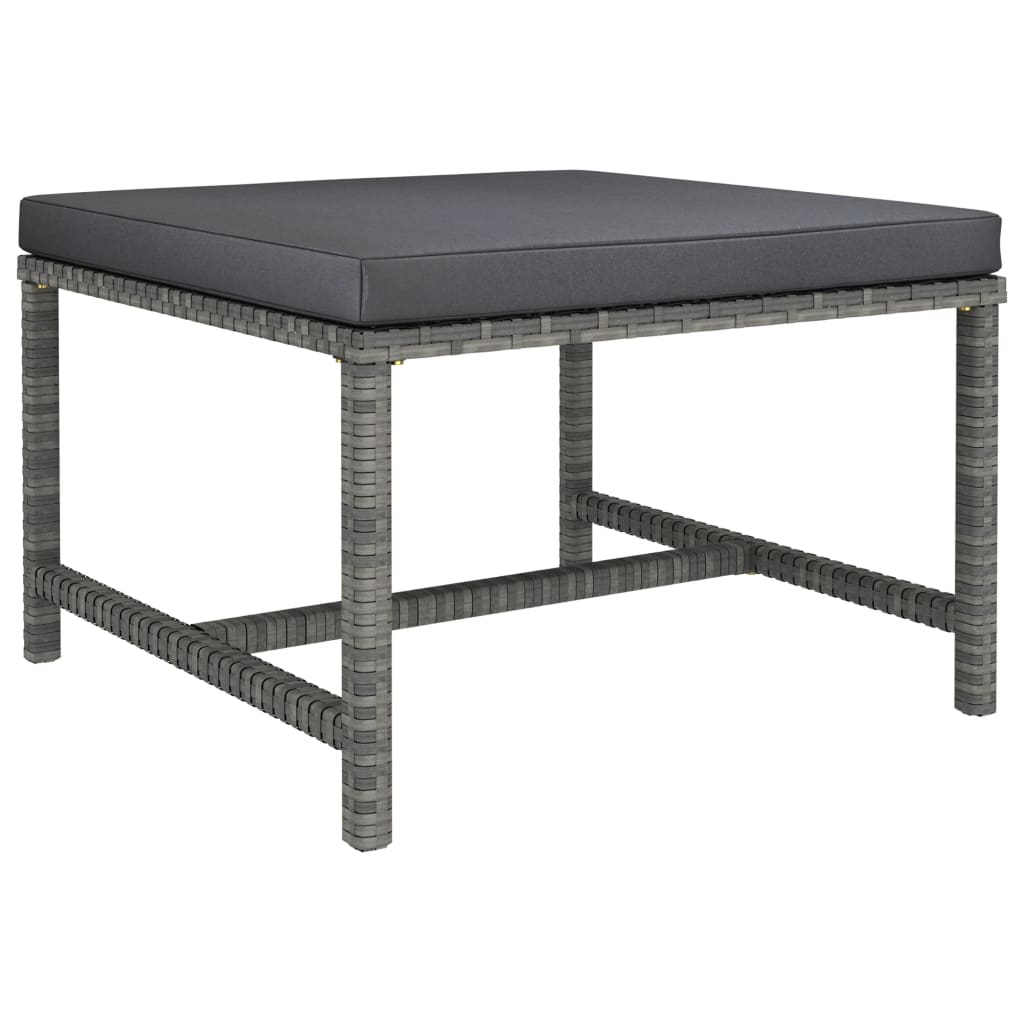 vidaXL Taburet modular cu pernă, gri, poliratan vidaXL Taburet modular cu pernă, gri, poliratan