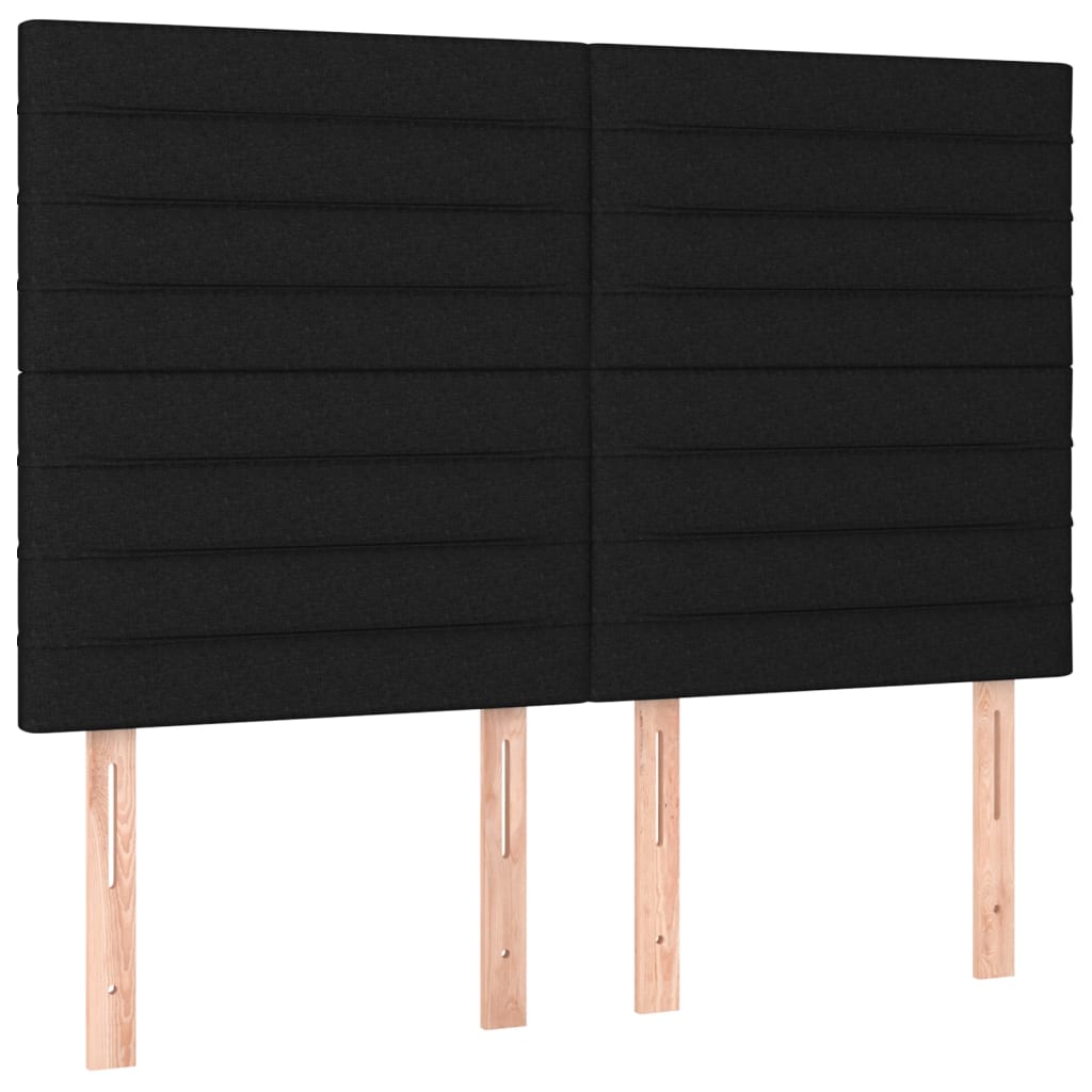 vidaXL Pat cu arcuri, saltea și LED, negru, 140x200 cm, textil vidaXL Pat cu arcuri, saltea și LED, negru, 140x200 cm, textil