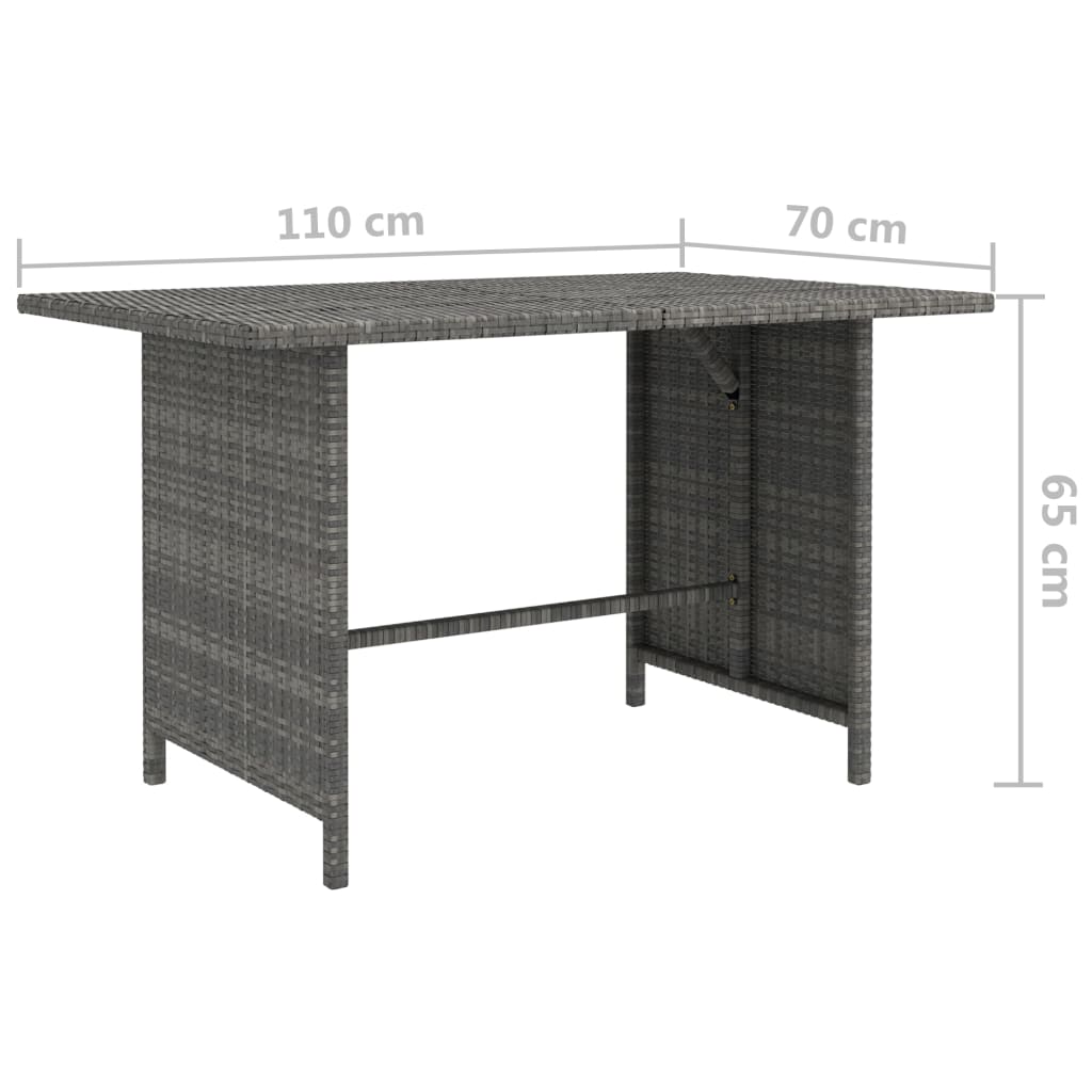 vidaXL Masă de grădină, gri, 110x70x65 cm, poliratan vidaXL Masă de grădină, gri, 110x70x65 cm, poliratan