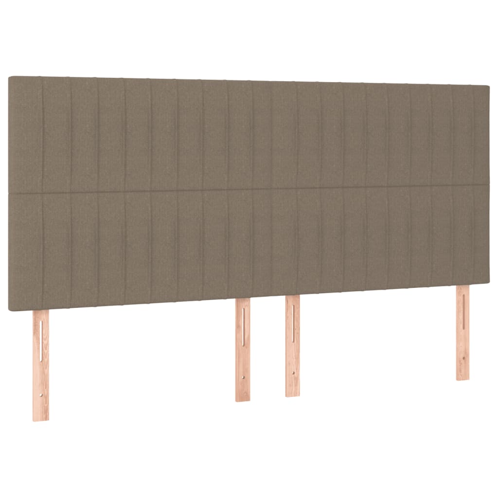 vidaXL Pat cu arcuri, saltea și LED, gri taupe, 160x200 cm, textil