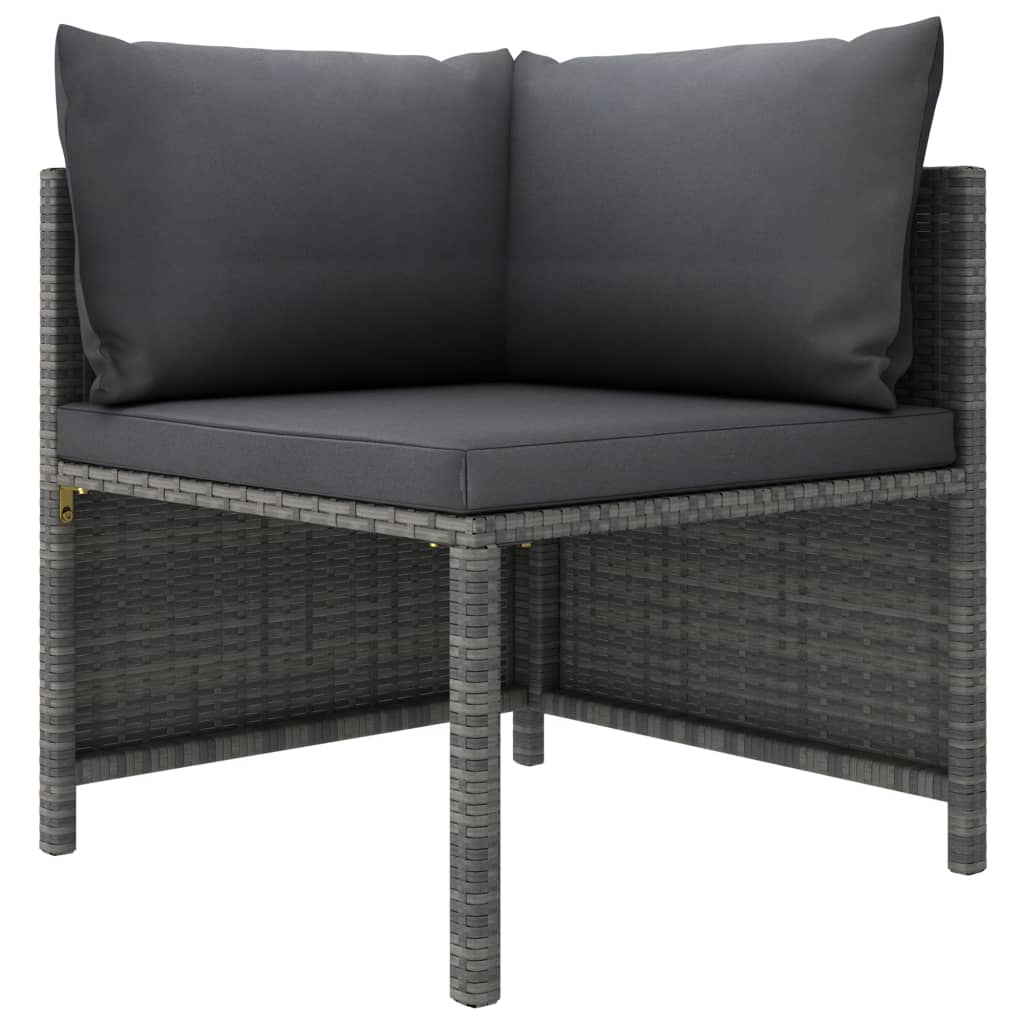vidaXL Set mobilier de grădină cu perne, 3 piese, gri, poliratan vidaXL Set mobilier de grădină cu perne, 3 piese, gri, poliratan