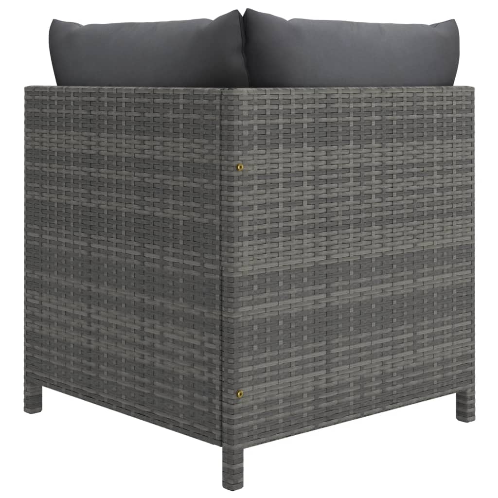 vidaXL Set mobilier de grădină cu perne, 3 piese, gri, poliratan vidaXL Set mobilier de grădină cu perne, 3 piese, gri, poliratan