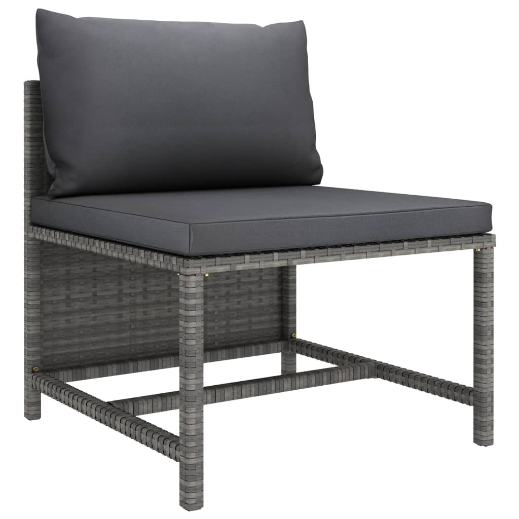 vidaXL Set mobilier de grădină cu perne, 3 piese, gri, poliratan vidaXL Set mobilier de grădină cu perne, 3 piese, gri, poliratan