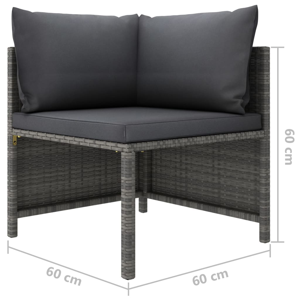 vidaXL Set canapele de grădină cu perne, 2 piese, gri, poliratan
