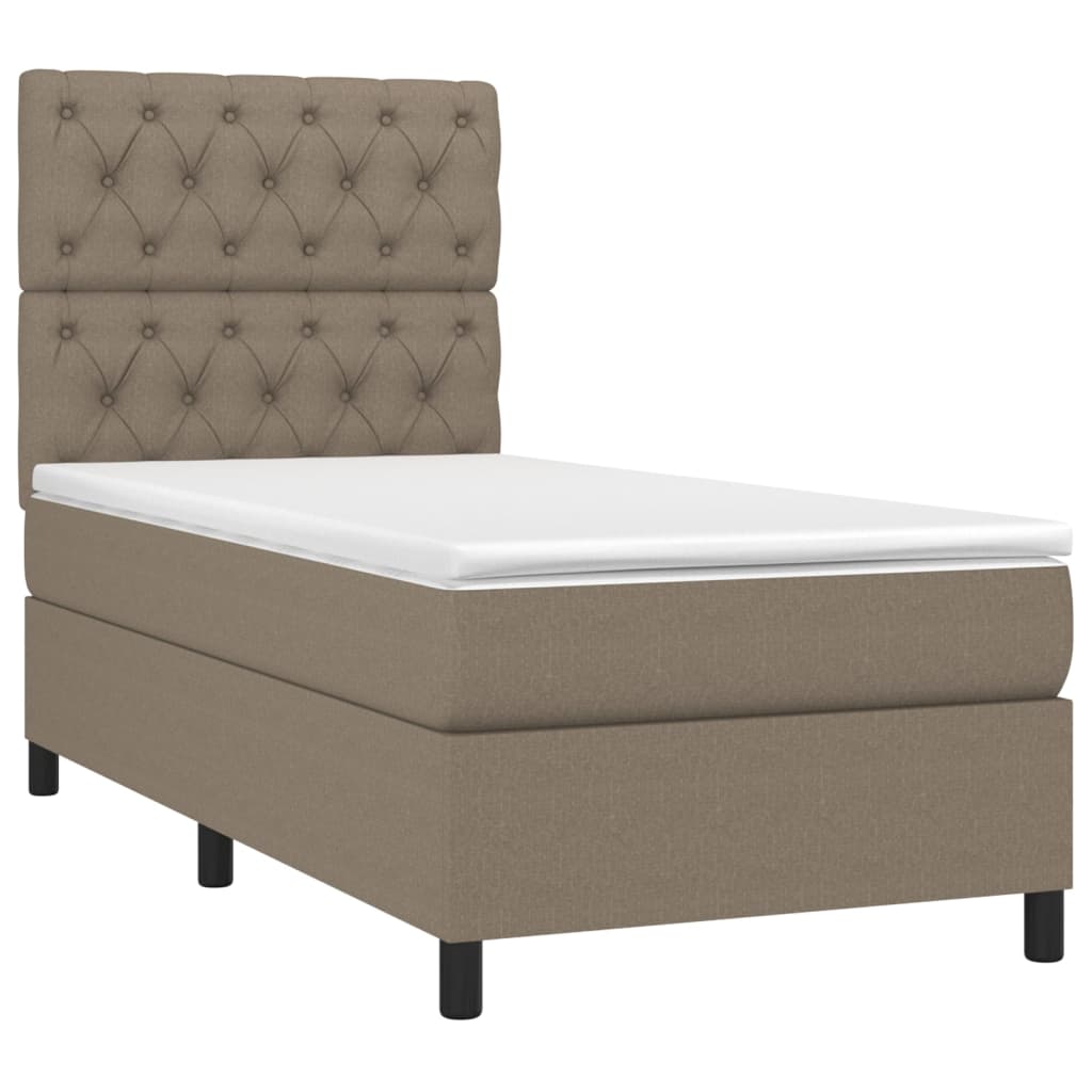 vidaXL Pat cu arcuri, saltea și LED, gri taupe, 80x200 cm, textil