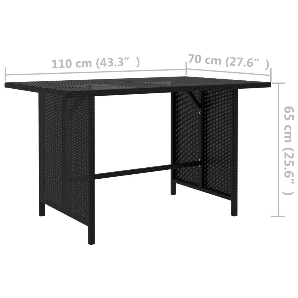 vidaXL Masă de grădină, negru, 110x70x65 cm, poliratan vidaXL Masă de grădină, negru, 110x70x65 cm, poliratan
