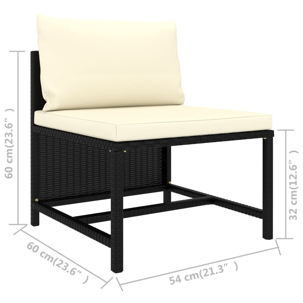 vidaXL Set mobilier de grădină cu perne, 3 piese, negru, poliratan vidaXL Set mobilier de grădină cu perne, 3 piese, negru, poliratan