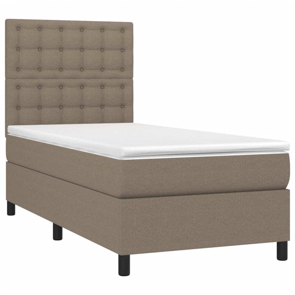 vidaXL Pat cu arcuri, saltea și LED, gri taupe, 80x200 cm, textil
