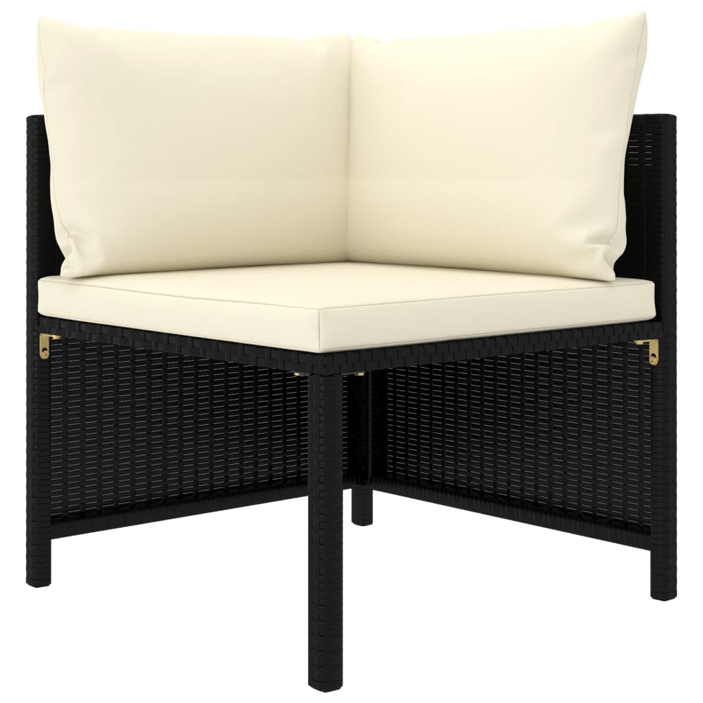 vidaXL Set mobilier de grădină cu perne, 4 piese, negru, poliratan vidaXL Set mobilier de grădină cu perne, 4 piese, negru, poliratan