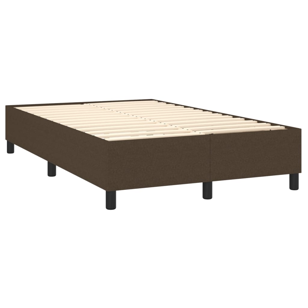 vidaXL Pat cu arcuri, saltea și LED, maro închis, 120x200 cm, textil vidaXL Pat cu arcuri, saltea și LED, maro închis, 120x200 cm, textil