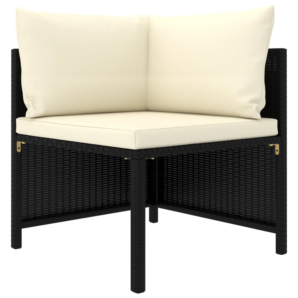 vidaXL Set mobilier de grădină cu perne, 3 piese, negru, poliratan vidaXL Set mobilier de grădină cu perne, 3 piese, negru, poliratan