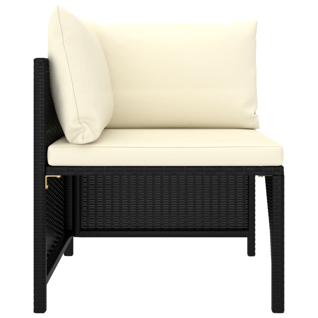 vidaXL Set mobilier de grădină cu perne, 3 piese, negru, poliratan vidaXL Set mobilier de grădină cu perne, 3 piese, negru, poliratan