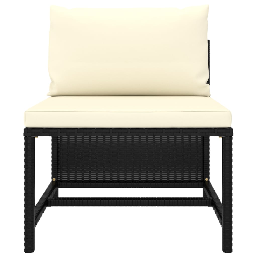 vidaXL Set mobilier de grădină cu perne, 3 piese, negru, poliratan vidaXL Set mobilier de grădină cu perne, 3 piese, negru, poliratan