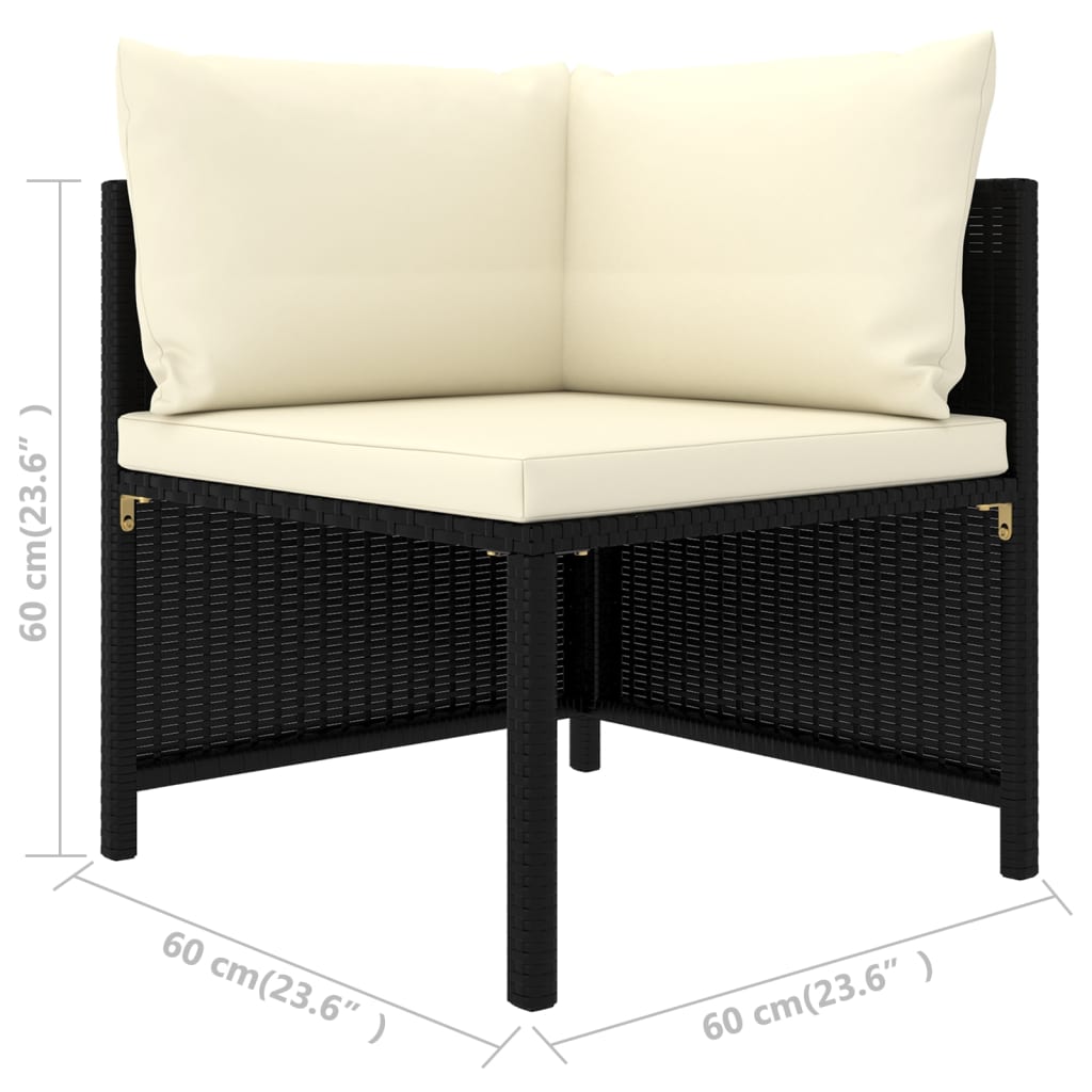 vidaXL Set mobilier de grădină cu perne, 3 piese, negru, poliratan vidaXL Set mobilier de grădină cu perne, 3 piese, negru, poliratan