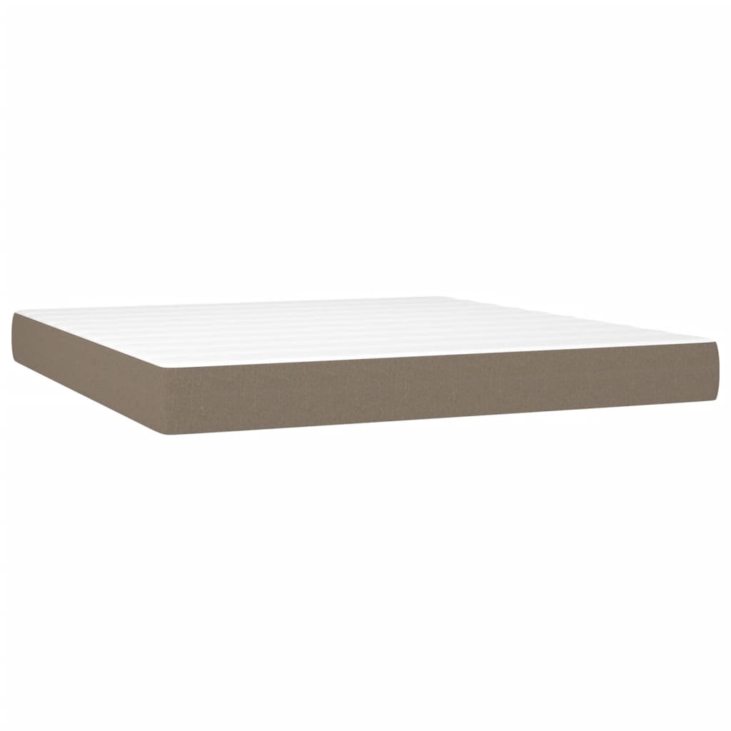 vidaXL Pat cu arcuri, saltea și LED, gri taupe, 160x200 cm, textil