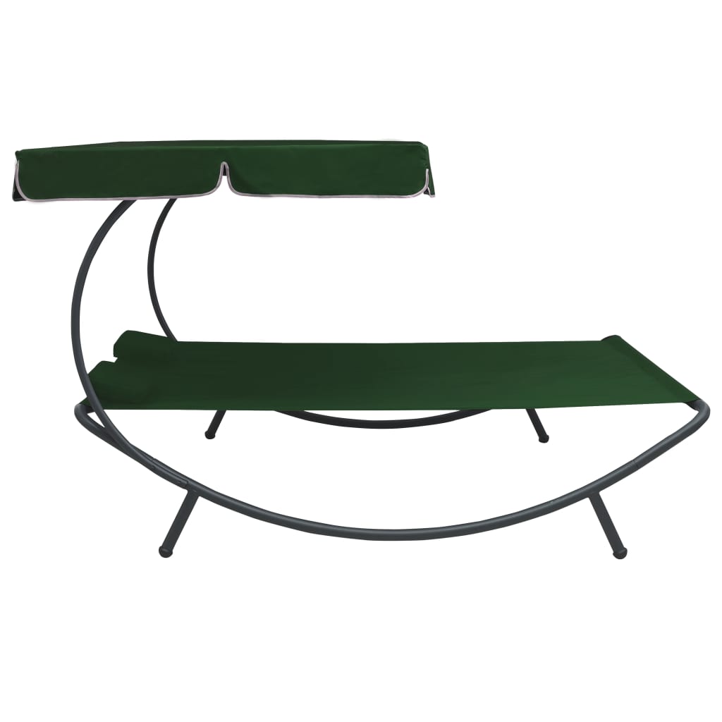 vidaXL Pat șezlong de exterior cu baldachin și perne, verde vidaXL Pat șezlong de exterior cu baldachin și perne, verde