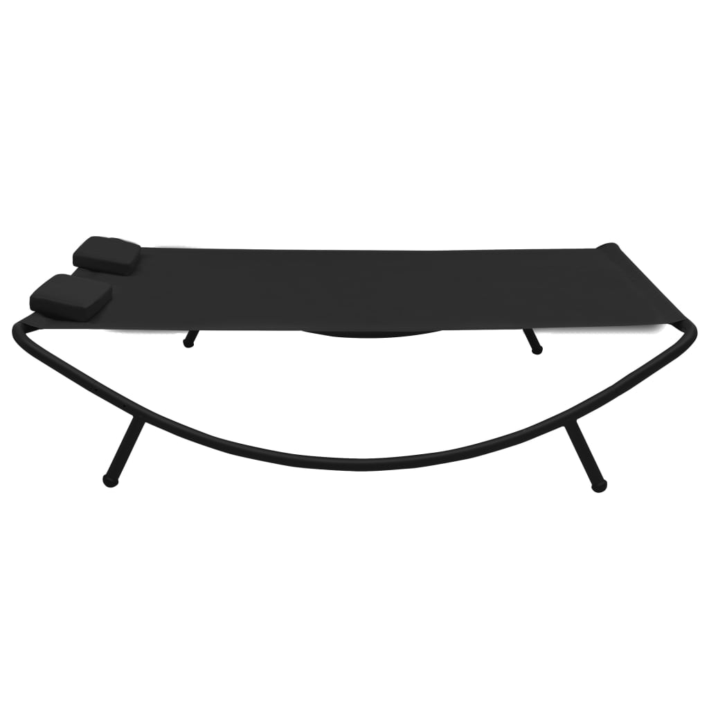 vidaXL Pat șezlong de exterior, negru, material textil vidaXL Pat șezlong de exterior, negru, material textil