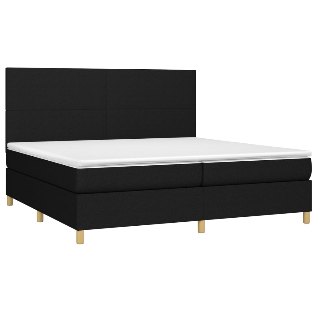 vidaXL Pat cu arcuri, saltea și LED, negru, 200x200 cm, textil