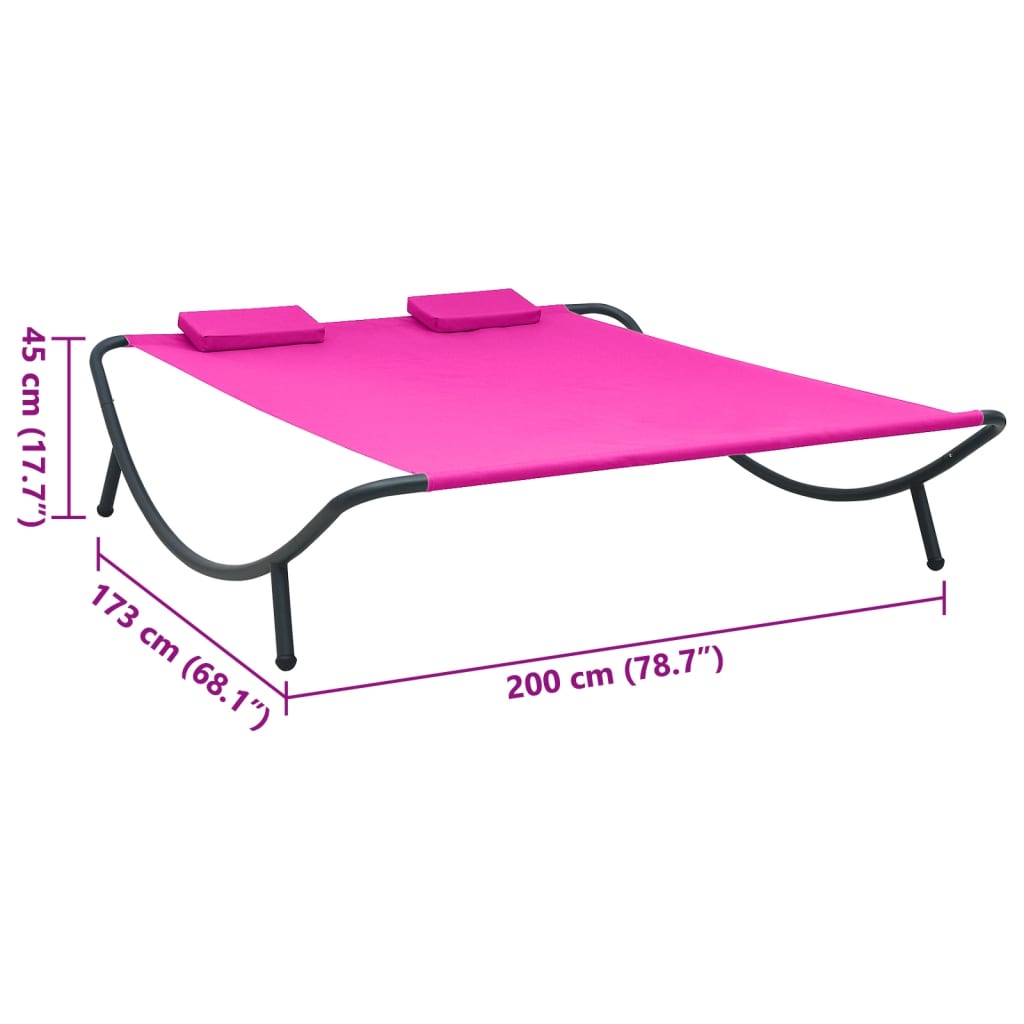 vidaXL Pat șezlong de exterior, roz, material textil vidaXL Pat șezlong de exterior, roz, material textil
