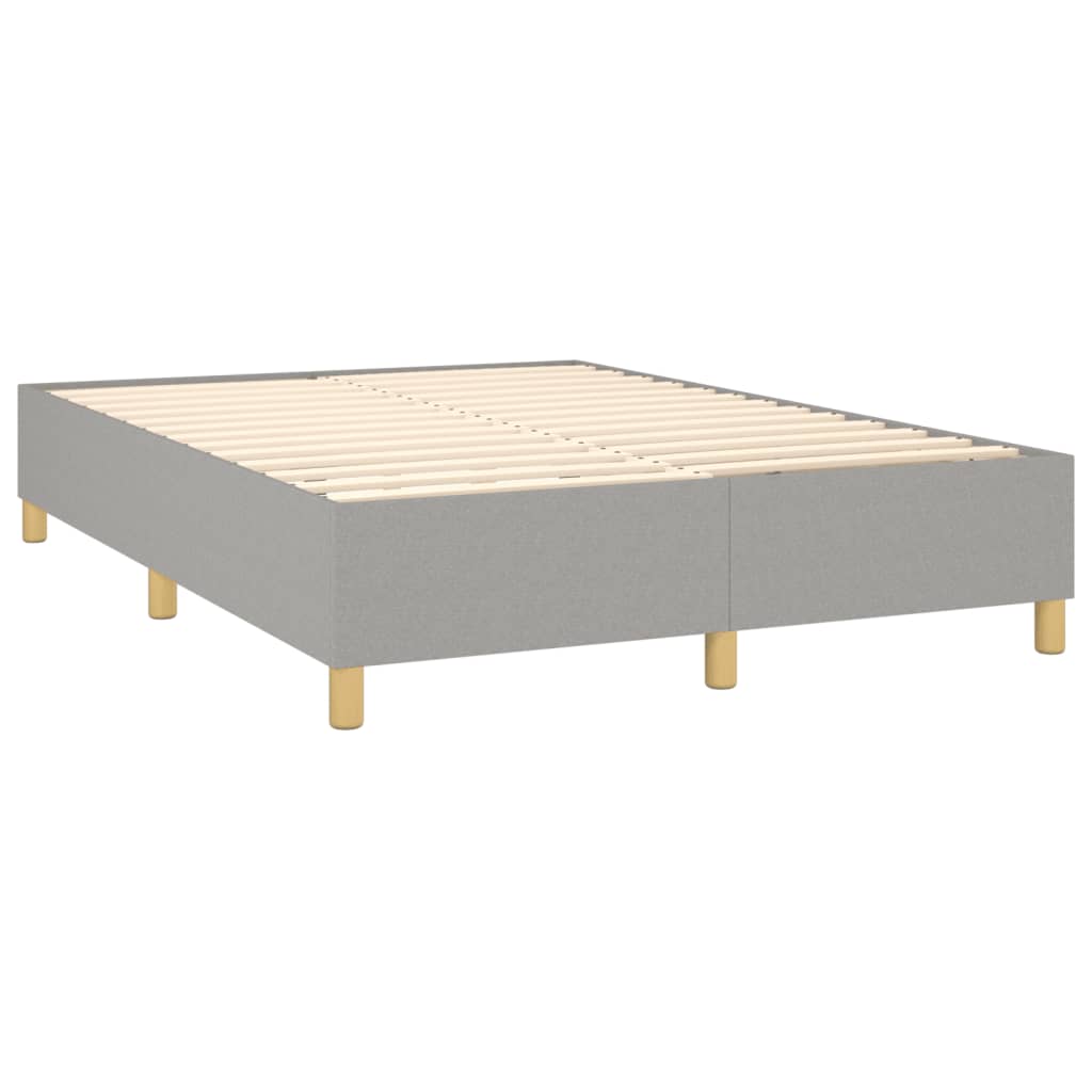 vidaXL Pat cu arcuri, saltea și LED, gri deschis, 140x200 cm, textil