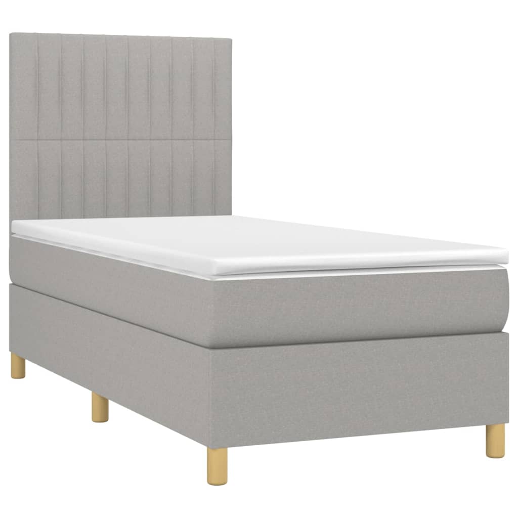 vidaXL Pat cu arcuri, saltea și LED, gri deschis, 80x200 cm, textil vidaXL Pat cu arcuri, saltea și LED, gri deschis, 80x200 cm, textil