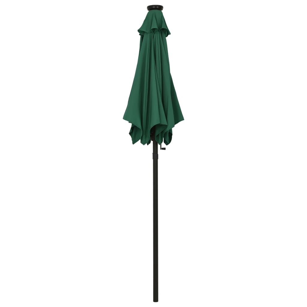 vidaXL Umbrelă de soare cu lumini LED, verde, 200x211 cm, aluminiu