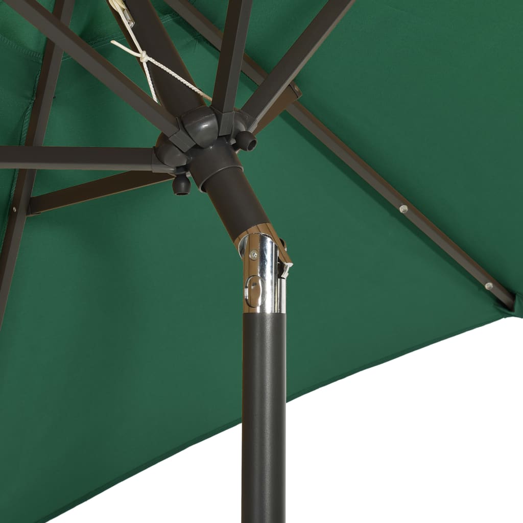 vidaXL Umbrelă de soare cu lumini LED, verde, 200x211 cm, aluminiu