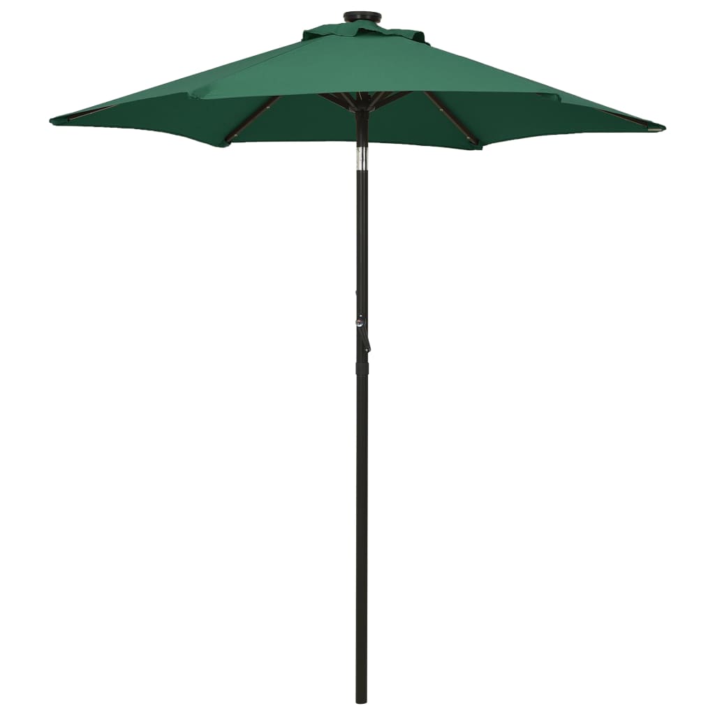 vidaXL Umbrelă de soare cu lumini LED, verde, 200x211 cm, aluminiu