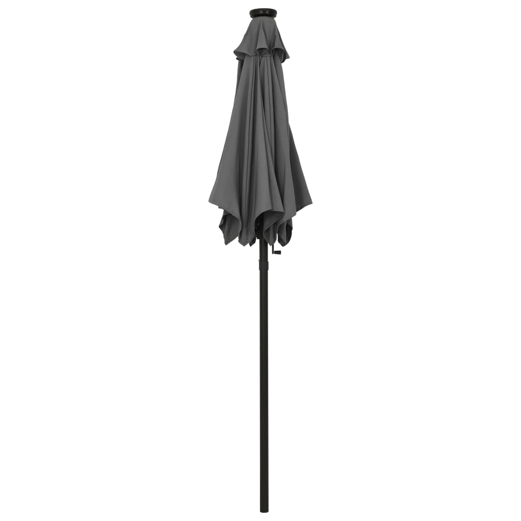 vidaXL Umbrelă de soare cu lumini LED, antracit, 200x211 cm, aluminiu