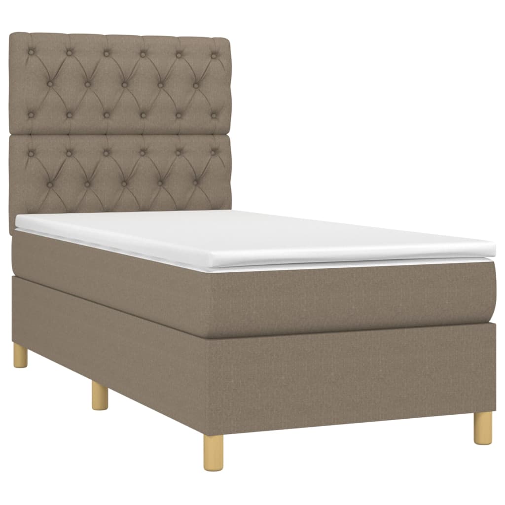 vidaXL Pat cu arcuri, saltea și LED, gri taupe, 80x200 cm, textil
