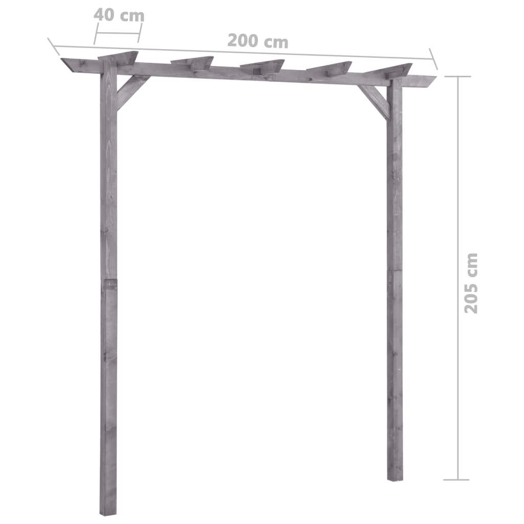 vidaXL Pergolă de grădină, gri, 200x40x205 cm, lemn de pin tratat vidaXL Pergolă de grădină, gri, 200x40x205 cm, lemn de pin tratat