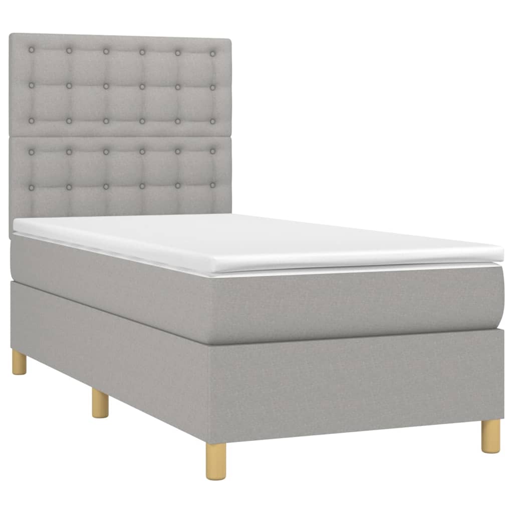 vidaXL Pat cu arcuri, saltea și LED, gri deschis, 80x200 cm, textil